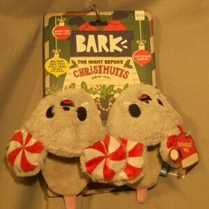 Bark Christmas Peppermint tiny Slippers Dog Toys in Gray and Red